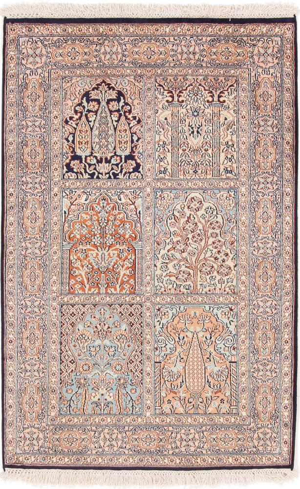 Tapis indien Cachemire Soie 3'11"x2'7" 3'11"x2'7", Tapis persan Noué à la main
