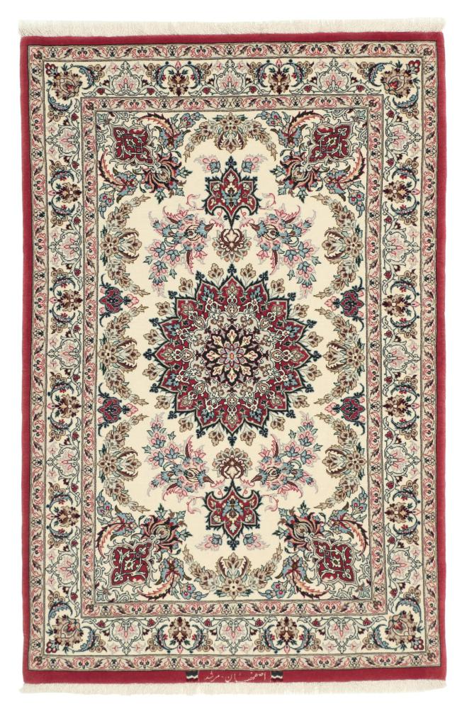 Alfombra persa Isfahán Urdimbre de Seda 126x80 126x80, Alfombra persa Anudado a mano