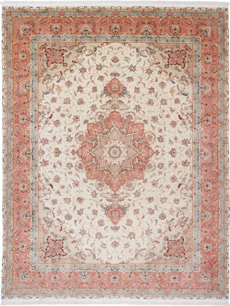 Tapete persa Tabriz 50Raj Fio de Seda 12'8"x9'9" 12'8"x9'9", Tapete persa Atado à mão