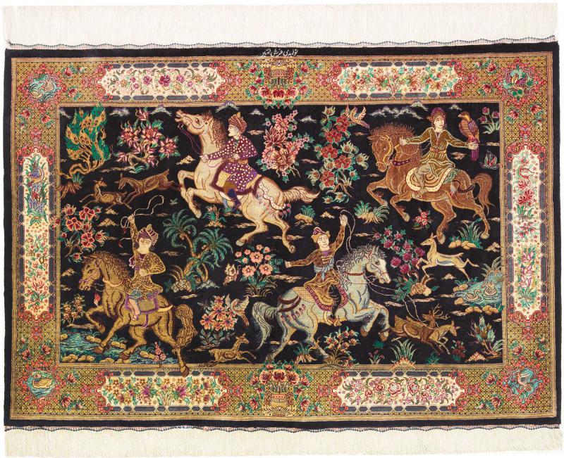 Persisk tæppe Ghom Silke 114x81 114x81, Persisk tæppe Knyttet i hånden