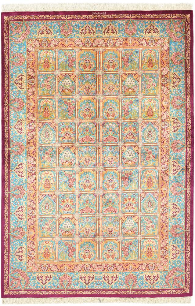 Tappeto persiano Qum di Seta 197x134 197x134, Tappeto persiano Annodato a mano
