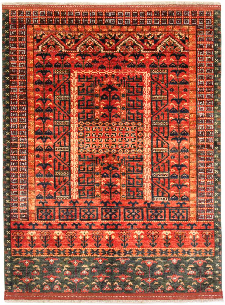 Afghan rug Ozbeki 195x159 195x159, Persian Rug Knotted by hand