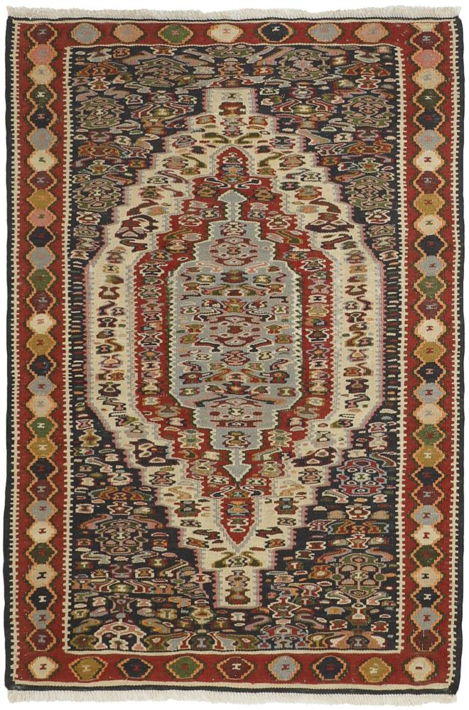 Tapete persa Kilim Senneh 3'7"x2'6" 3'7"x2'6", Tapete persa Atado à mão