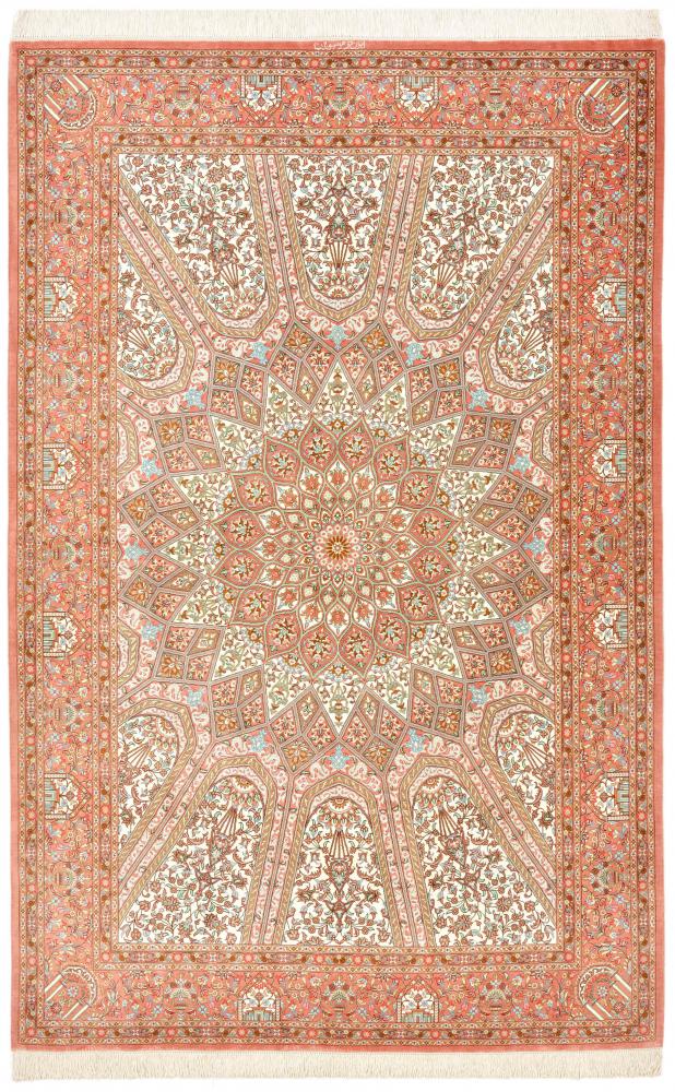 Perzisch tapijt Qum Zijde 203x133 203x133, Perzisch tapijt Handgeknoopte