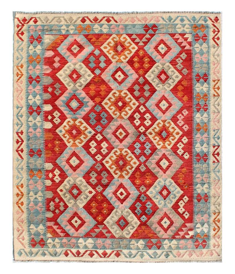 Afghan rug Kilim Afghan 8'0"x5'10" 8'0"x5'10", Persian Rug Woven by hand