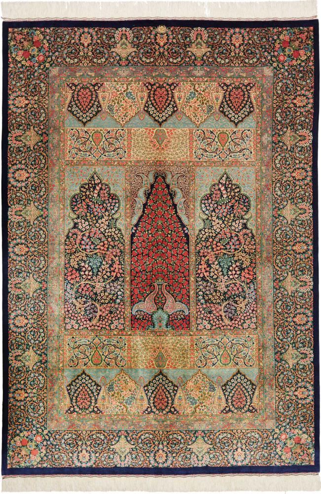 Persisk tæppe Ghom Silke 199x140 199x140, Persisk tæppe Knyttet i hånden