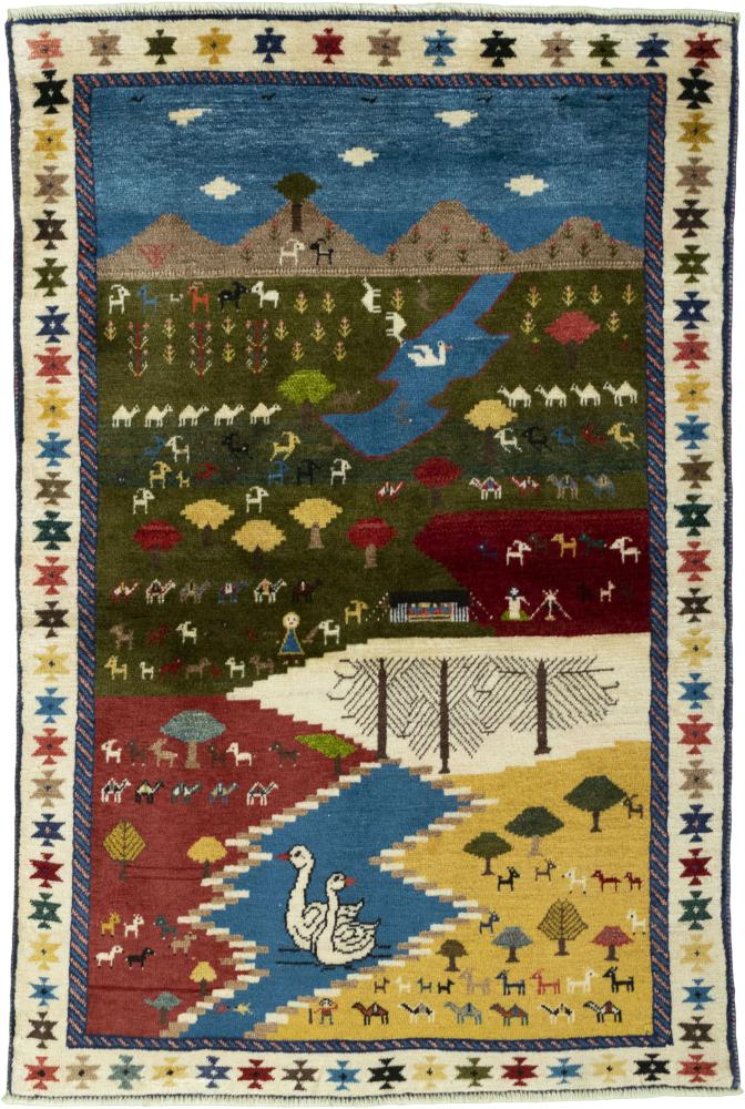 Persian Rug Persian Gabbeh Ghashghai 146x98 146x98, Persian Rug Knotted by hand