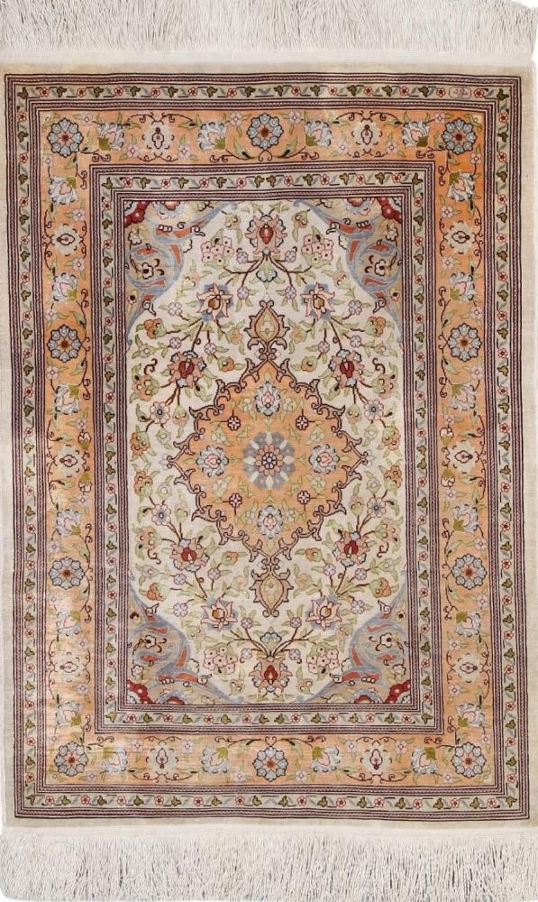  Hereke Zijde 90x64 90x64, Perzisch tapijt Handgeknoopte