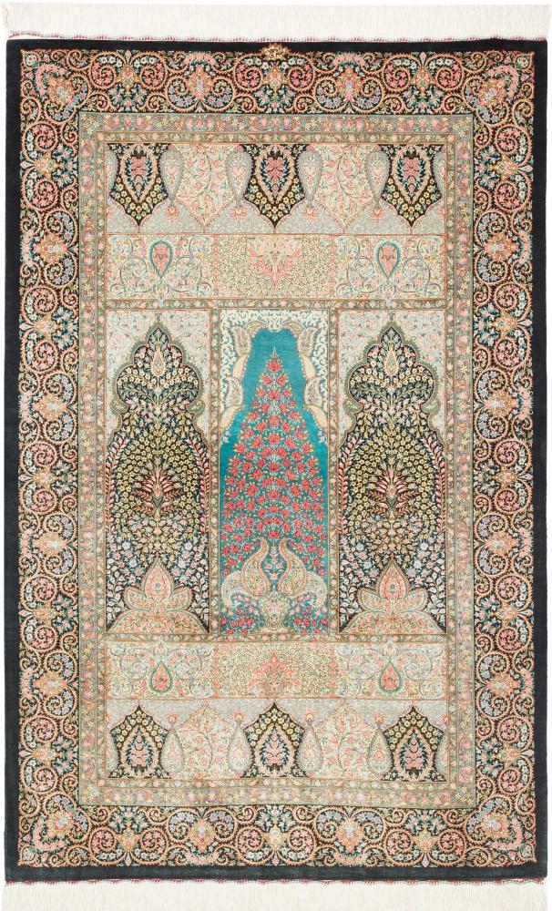 Persisk tæppe Ghom Silke 164x106 164x106, Persisk tæppe Knyttet i hånden