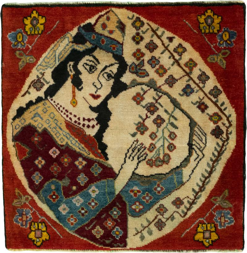 Persian Rug Persian Gabbeh Ghashghai 63x60 63x60, Persian Rug Knotted by hand