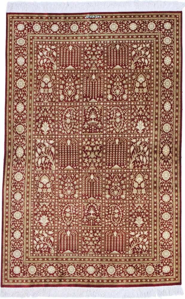 Persisk tæppe Ghom Silke Signed 150x100 150x100, Persisk tæppe Knyttet i hånden