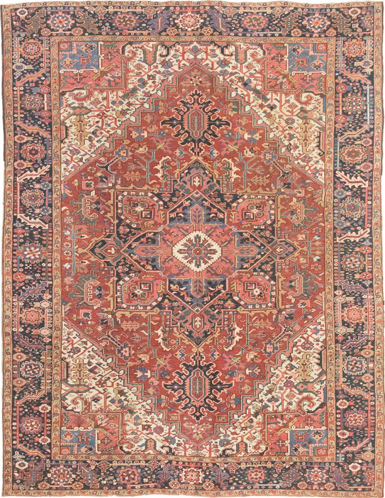 Persian Rug Heriz Antique 12'1"x9'3" 12'1"x9'3", Persian Rug Knotted by hand