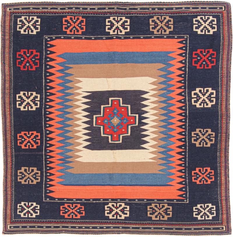 Tapete persa Kilim Fars 146x142 146x142, Tapete persa Tecido à mão