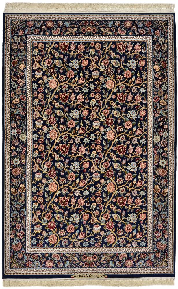 Tapete persa Isfahan Fio de Seda 218x145 218x145, Tapete persa Atado à mão