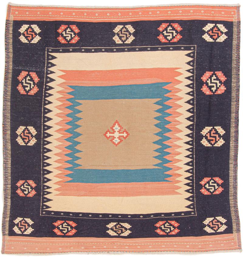 Tapete persa Kilim Fars 136x131 136x131, Tapete persa Tecido à mão