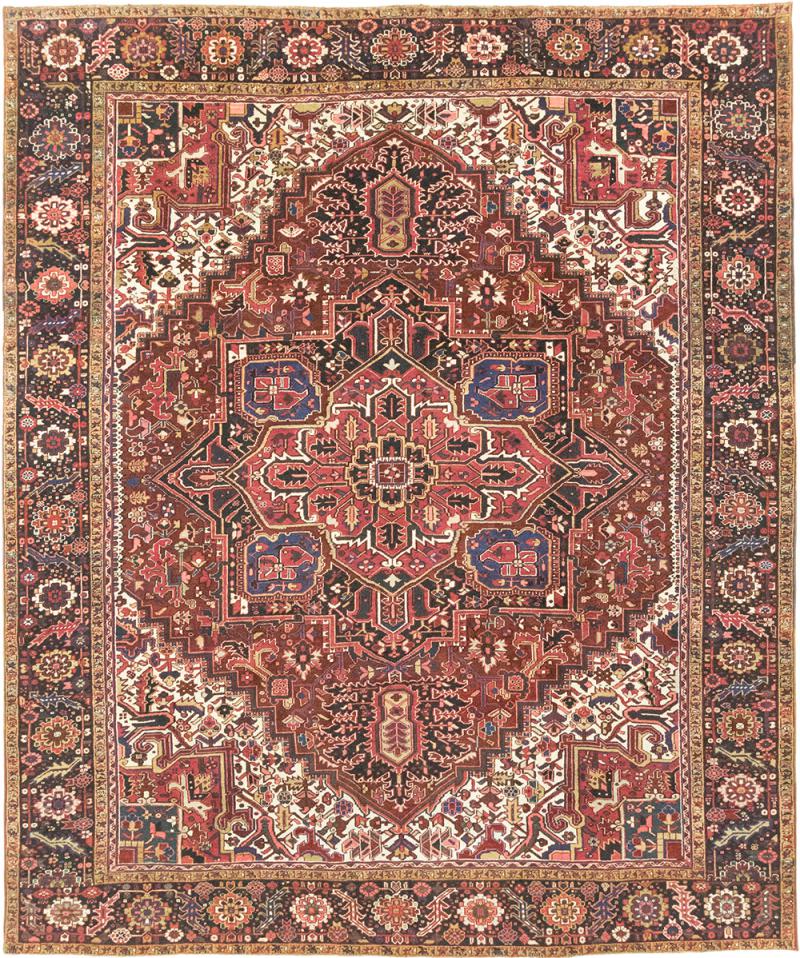 Tapis persan Heriz Antique 389x326 389x326, Tapis persan Noué à la main