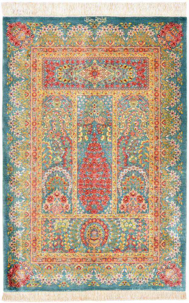 Perzisch tapijt Qum Zijde 89x62 89x62, Perzisch tapijt Handgeknoopt