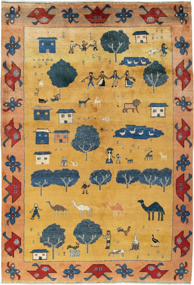 Tapis persan Persan Gabbeh Ghashghai 307x211 307x211, Tapis persan Noué à la main
