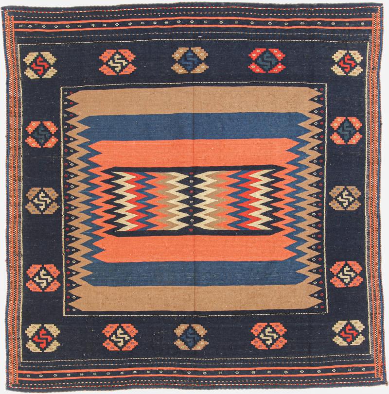 Tapete persa Kilim Fars 150x141 150x141, Tapete persa Tecido à mão