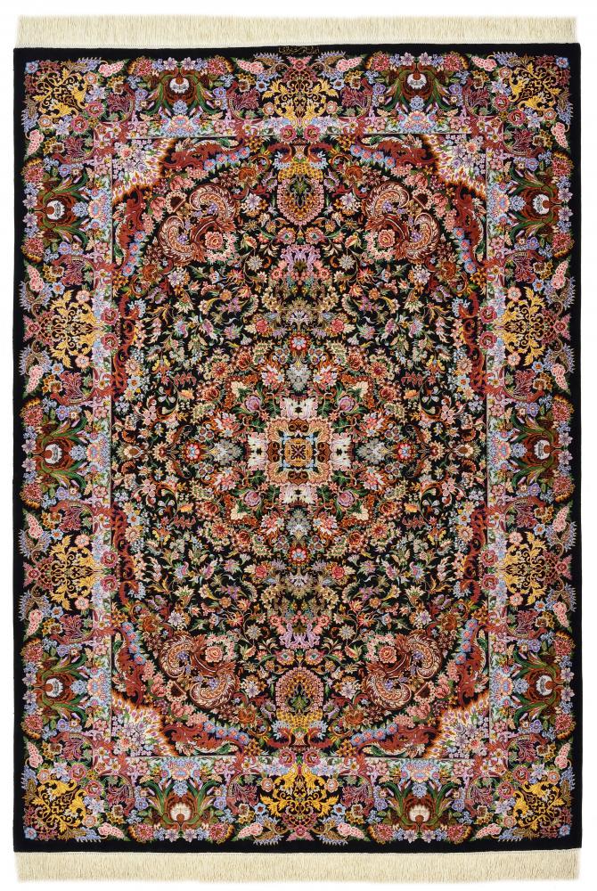 Περσικό χαλί Ghom μετάξι 195x138 195x138, Περσικό χαλί Οι κόμποι έγιναν με το χέρι