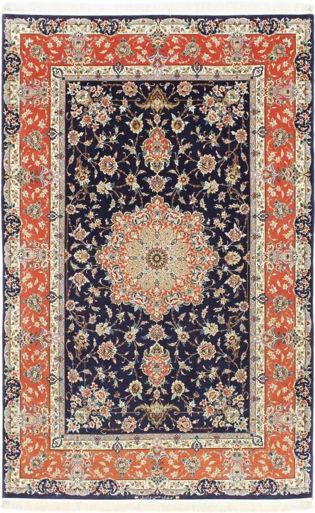 Tappeto persiano Isfahan Firmato Ordito in Seta 226x144 226x144, Tappeto persiano Annodato a mano