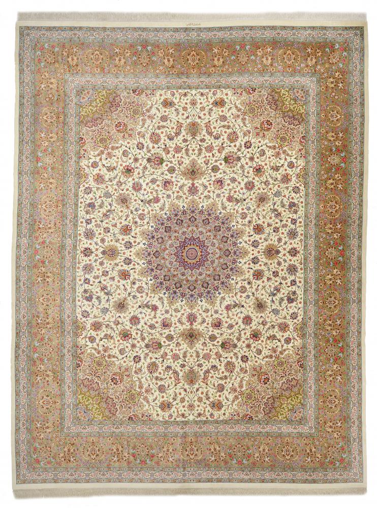 Tapis persan Ghom Soie 445x340 445x340, Tapis persan Noué à la main