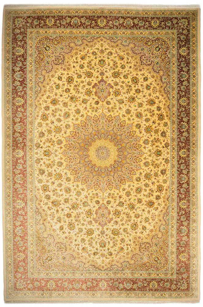 Tapis persan Ghom Soie 593x399 593x399, Tapis persan Noué à la main