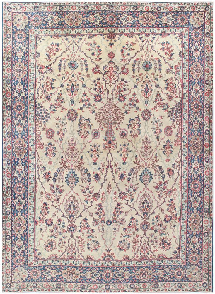 Περσικό χαλί Kerman πολύτιμα λόγω παλαιότητας 406x292 406x292, Περσικό χαλί Οι κόμποι έγιναν με το χέρι