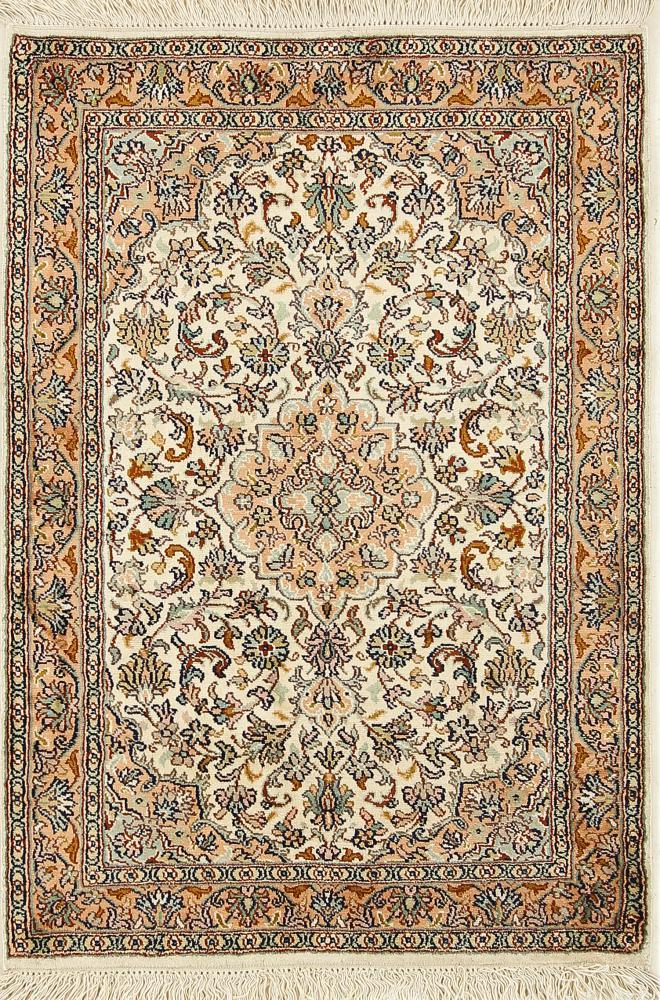 Indischer Teppich Kaschmir Seide 3'1"x2'2" 3'1"x2'2", Perserteppich Handgeknüpft