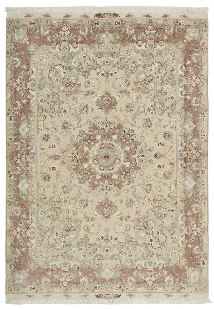 Persian Rug Tabriz 50Raj Silk Warp 6'9"x4'11" 6'9"x4'11", Persian Rug Knotted by hand