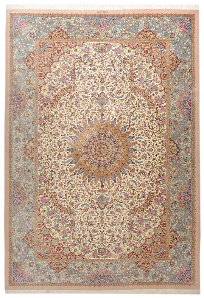 Perzisch tapijt Qum Zijde 352x243 352x243, Perzisch tapijt Handgeknoopte
