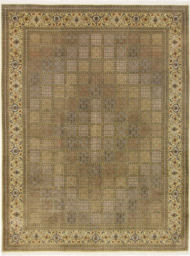 Tapete persa Tabriz Mahi Signed 13'0"x9'11" 13'0"x9'11", Tapete persa Atado à mão