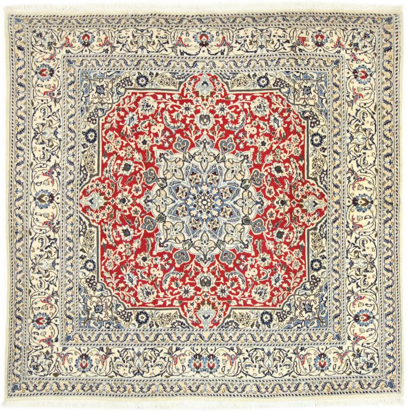 Tapis persan Naïn 201x199 201x199, Tapis persan Noué à la main