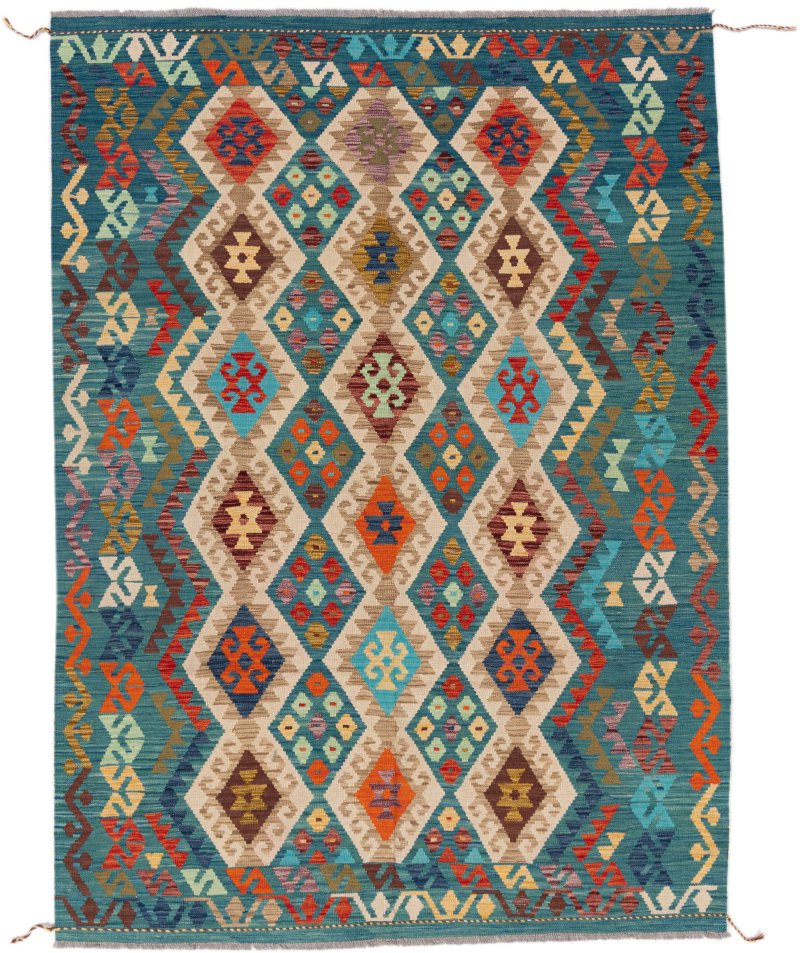 Tapis afghan Kilim Afghan 252x183 252x183, Tapis persan Tissé à la main