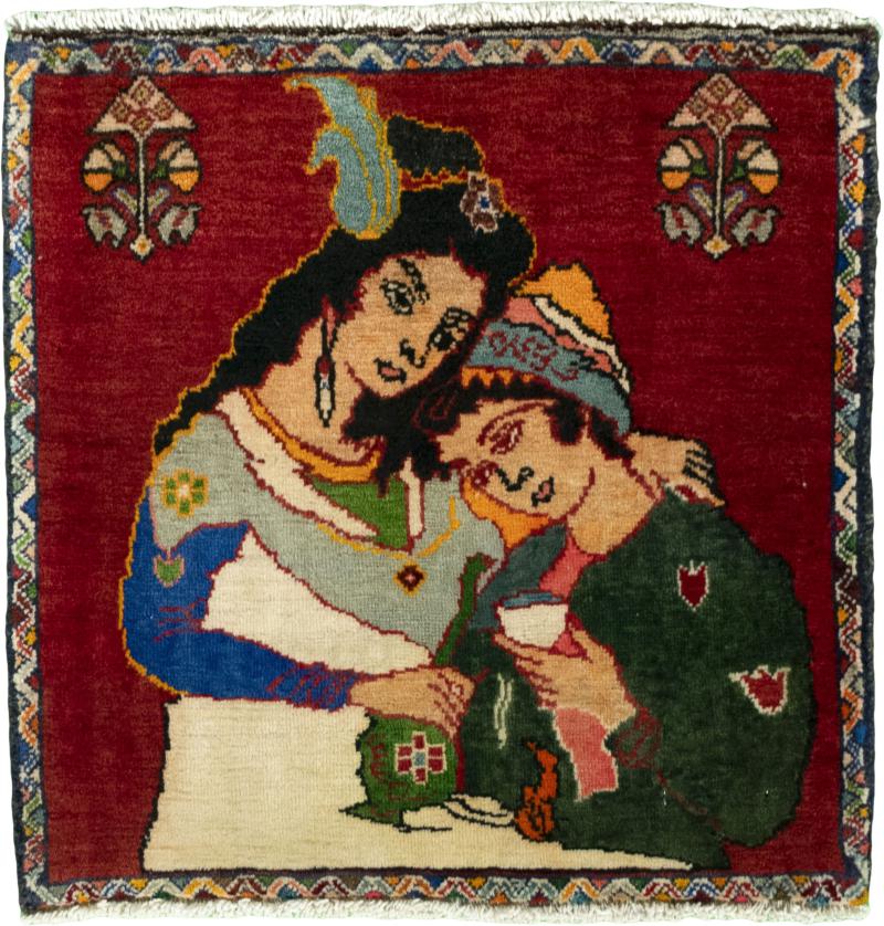 Persisk teppe Persia Gabbeh Ghashghai 55x53 55x53, Persisk teppe Knyttet for hånd