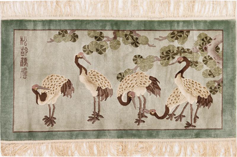 チャイニーズカーペット 中国 シルク シルク 61x122 61x122,  ペルシャ絨毯 手織り