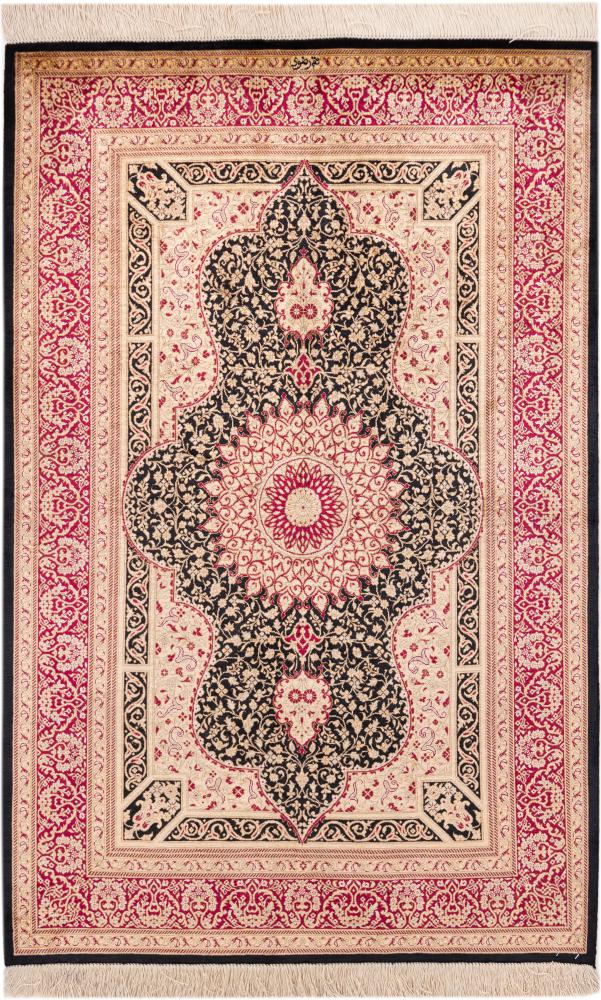  ペルシャ絨毯 クム シルク 150x100 150x100,  ペルシャ絨毯 手織り