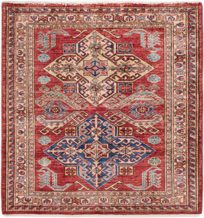 Afghaans tapijt Super Kazak 102x97 102x97, Perzisch tapijt Handgeknoopte