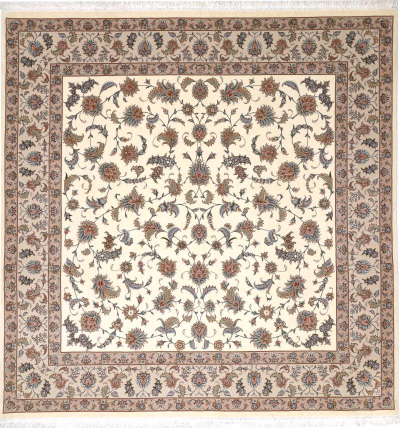 Tapete persa Tabriz 50Raj Fio de Seda 209x204 209x204, Tapete persa Atado à mão