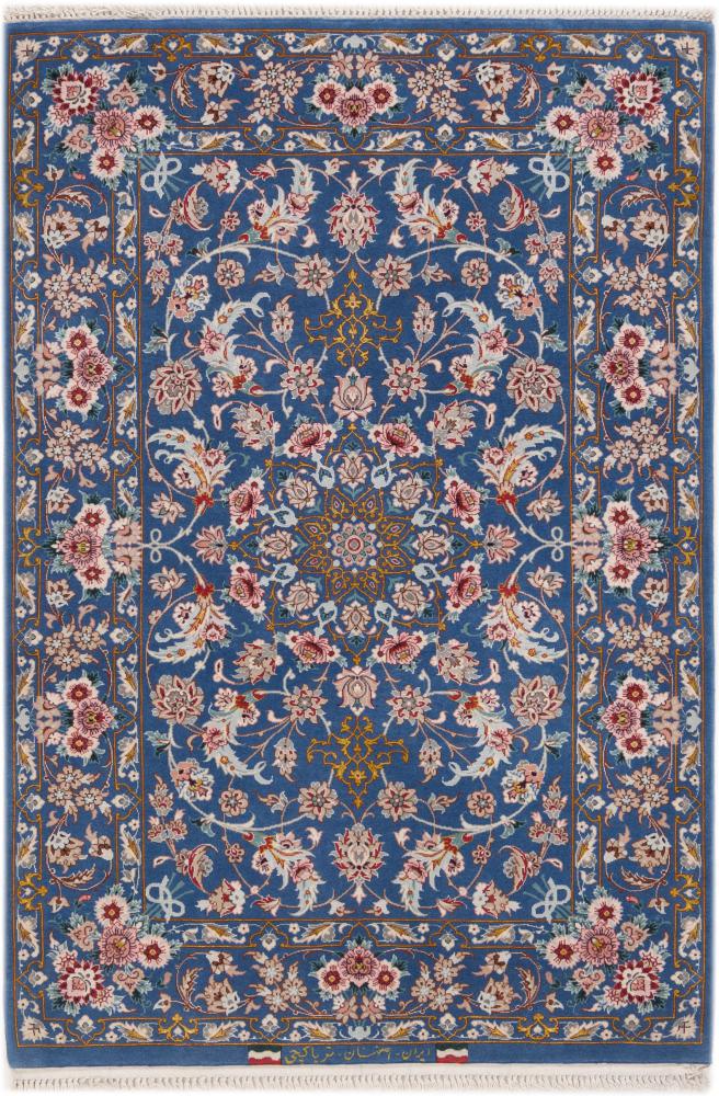 Persian Rug Isfahan Silk Warp Signed 125x85 125x85, Persian Rug Knotted by hand