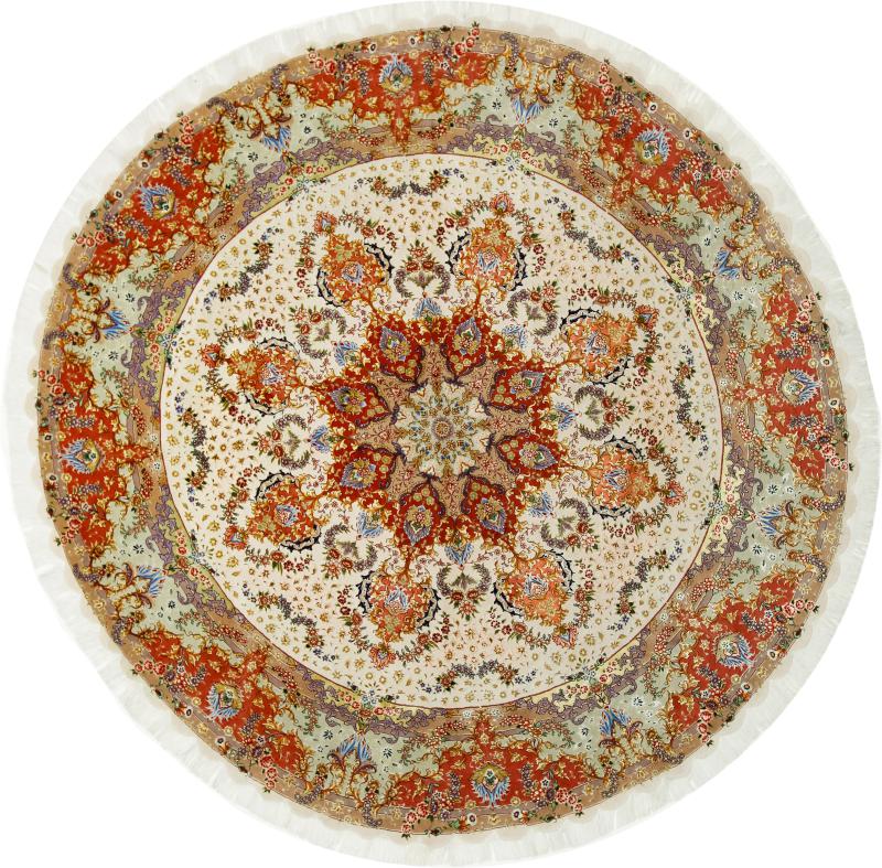 Persian Rug Tabriz 50Raj 9'9"x9'9" 9'9"x9'9", Persian Rug Knotted by hand