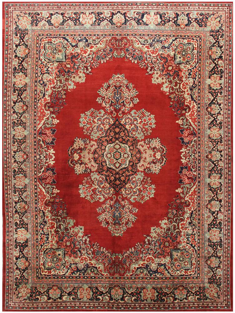 Alfombra persa Mahal Antiguo 440x322 440x322, Alfombra persa Anudado a mano