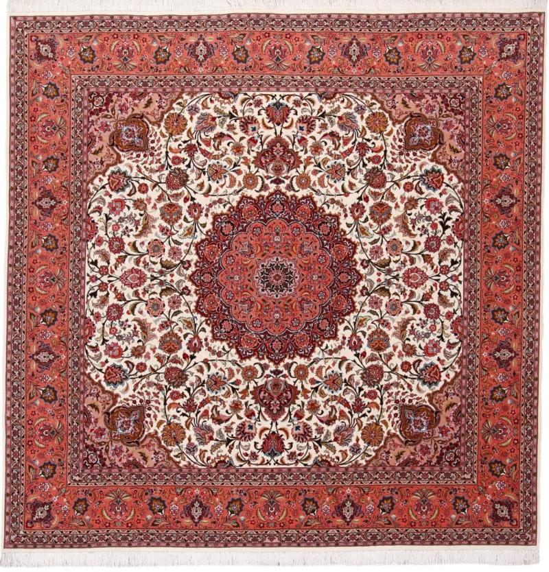 Tapete persa Tabriz 50Raj 254x252 254x252, Tapete persa Atado à mão