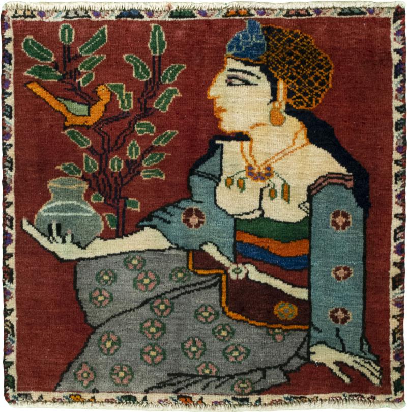 Persian Rug Persian Gabbeh Ghashghai 55x54 55x54, Persian Rug Knotted by hand