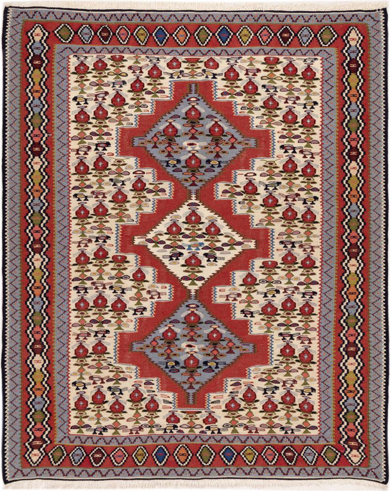 Tapete persa Kilim Senneh 154x124 154x124, Tapete persa Atado à mão