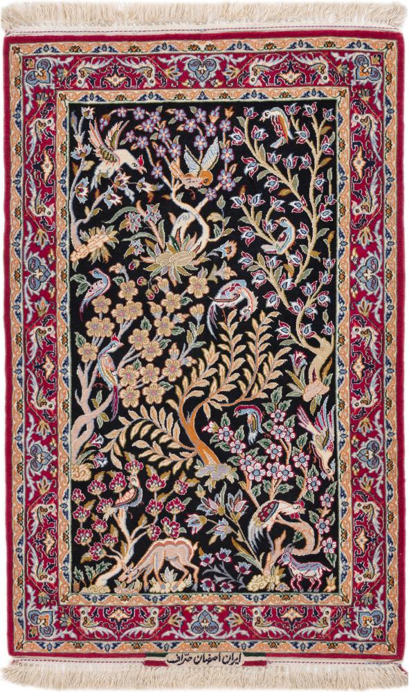 Persian Rug Isfahan Signed Silk Warp 110x70 110x70, Persian Rug Knotted by hand