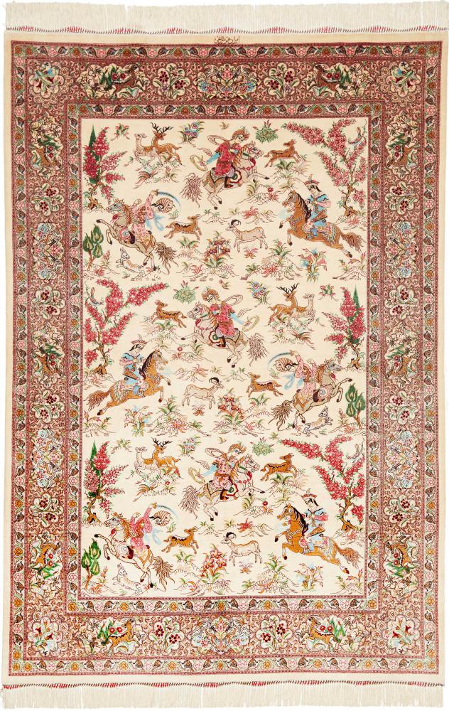 Persisk tæppe Ghom Silke 199x134 199x134, Persisk tæppe Knyttet i hånden