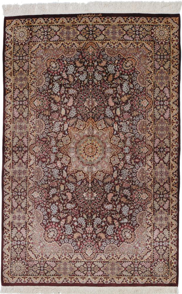 Persisk tæppe Ghom Silke 155x100 155x100, Persisk tæppe Knyttet i hånden