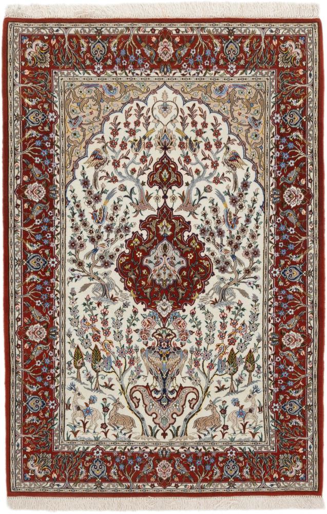 Tapete persa Isfahan Fio de Seda 161x119 161x119, Tapete persa Atado à mão