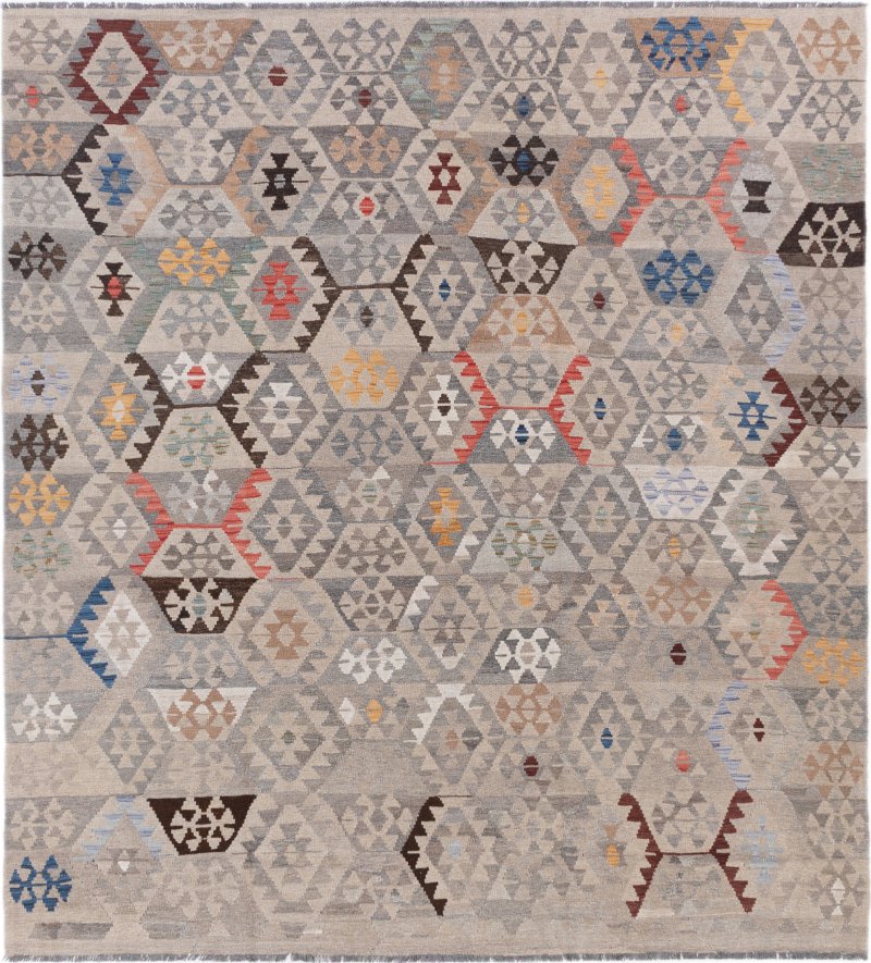 Tapis afghan Kilim Afghan 285x261 285x261, Tapis persan Tissé à la main